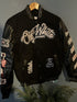 Off-White c/o Chicago Bulls " Red Varsity " Jacket styled in Black for Fall&Winter 2024