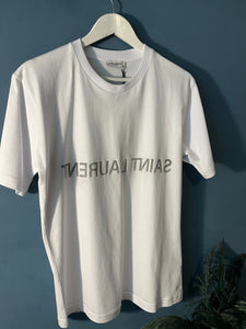 Saint Lauren " Logo Print " T-Shirt styled in White for Spring&Summer 2023