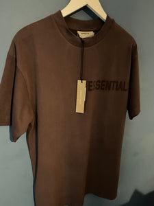 Fear of God " Essentials Logo Velvet " T-Shirt styled in Brown for Spring&Summer 2023 ( Special Material )