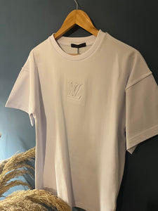 LV " Logo Embroidered " T-Shirt styled in White for Spring&Summer 2023