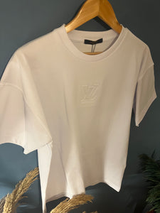 LV " Logo Embroidered " T-Shirt styled in White for Spring&Summer 2023