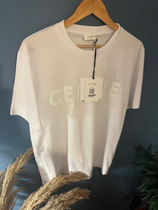 Celine " Logo Print " T-shirt styled in White for Spring&Summer 2023