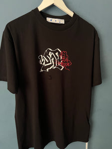 Off White "Graffiti Print"  T-Shirt styled in Black for Spring&Summer 2023