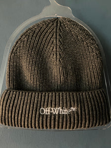 Off White " Logo Embroidered " Beanie styled in Gray for Fall&Winter 2024
