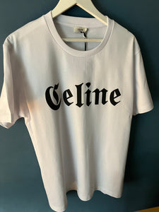 Celine " Chest Print " T-shirt styled in White for Fall&Winter 2024