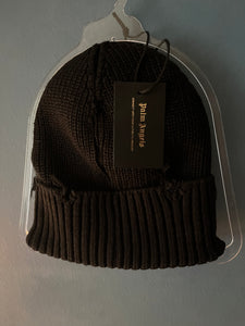 Palm Angels " Logo Embroidered " Mid-Long Beanie styled in Black for Fall&Winter 2024
