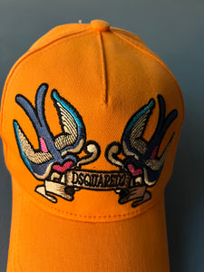 DSQUARED " Logo Embroidered " Hat styled in Orange for Spring&Summer 2024
