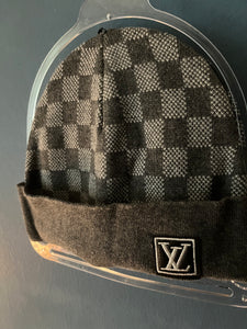 LV " Logogram " Beanie styled in Black/Gray for Fall&Winter 2024