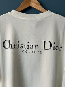 CD " Logo Distressed " Printed T-Shirt styled in White for Spring&Summer 2024