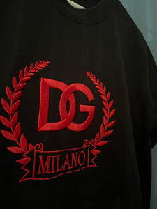 D&G "Embroidered Logo" T-Shirt styled in Black for Spring&Summer 2024