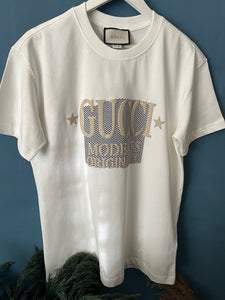 Gucci " Logo Embroidered" T-Shirt styled in White Spring&Summer 2024