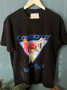 Casablanca " Tennis Club " Logo'd T-Shirt styled in Black for Spring&Summer 2024