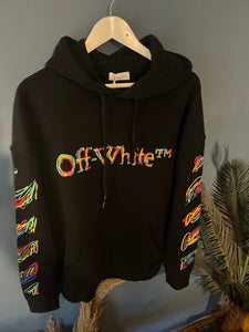 Off White " LOGO Embroidered " Hooded Sweatshirt styled in Black for Fall&Winter 2025