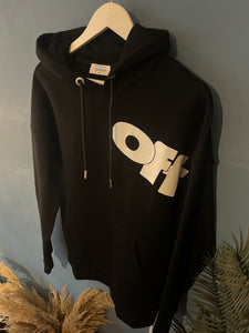 Off White " Logo Printed " Hooded Sweatshirt styled in Black for Fall&Winter 2025