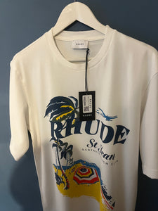 Rhude " St Jean " T-Shirt styled in White for Fall&Winter 2025