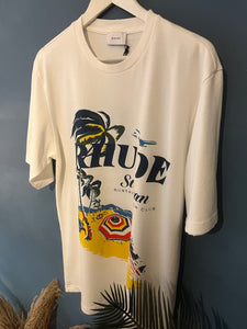 Rhude " St Jean " T-Shirt styled in White for Fall&Winter 2025