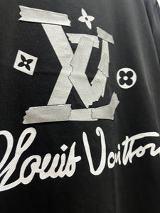 LV " Graphic Logo Printed "T-Shirt styled in Black for Spring&Summer 2025