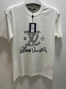 LV " Graphic Logo Printed "T-Shirt styled in White for Spring&Summer 2025