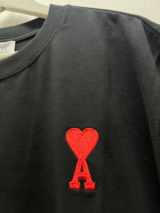 Ami " Logo Embroidered " Tee styled in Black for Spring&Summer 2025