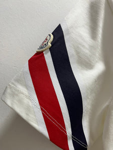 Mnclr "Logo Side Striped" T-Shirt styled in White for Spring&Summer Collection of 2025