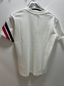 Mnclr "Logo Side Striped" T-Shirt styled in White for Spring&Summer Collection of 2025