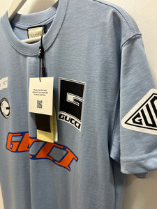 Gucci " Logo Printed " T-Shirt styled in Blue Spring&Summer 2025