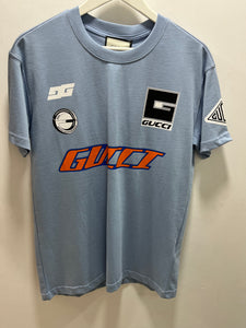 Gucci " Logo Printed " T-Shirt styled in Blue Spring&Summer 2025