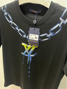 LV " Neck Chain Printed "T-Shirt styled in Black for Spring&Summer 2025