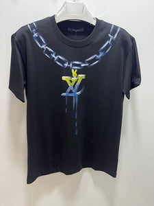 LV " Neck Chain Printed "T-Shirt styled in Black for Spring&Summer 2025