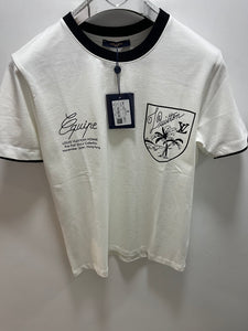 LV " Logo Printed Bicycle Neck "T-Shirt styled in White for Spring&Summer 2025