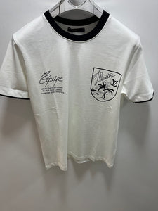 LV " Logo Printed Bicycle Neck "T-Shirt styled in White for Spring&Summer 2025