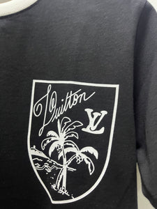 LV " Logo Printed Bicycle Neck "T-Shirt styled in Black for Spring&Summer 2025