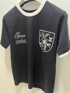 LV " Logo Printed Bicycle Neck "T-Shirt styled in Black for Spring&Summer 2025