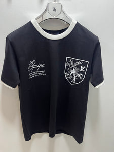 LV " Logo Printed Bicycle Neck "T-Shirt styled in Black for Spring&Summer 2025