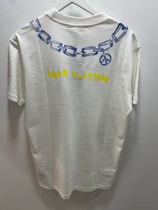 LV " Neck Chain Printed "T-Shirt styled in White for Spring&Summer 2025