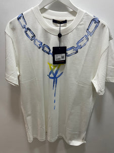LV " Neck Chain Printed "T-Shirt styled in White for Spring&Summer 2025