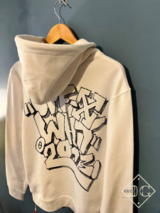 Off-White "Embroidered Graffiti Drawstring" Hoodie styled in White for Fall&Winter 2023