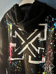 Off White " Splashed " Print Hoodie Styled in Black Fall/Winter 2024