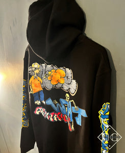 Off White " Graffiti Print " Hooded Sweatshirt styled in Black for Fall&Winter 2023