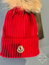 Mnclr " Logo Embroidered " Mid-Long Beanie styled in Red for Fall&Winter 2024
