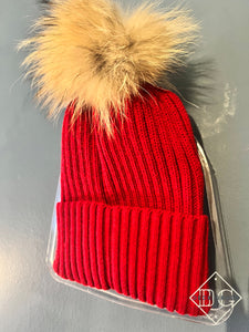 Mnclr " Logo Embroidered " Mid-Long Beanie styled in Red for Fall&Winter 2024