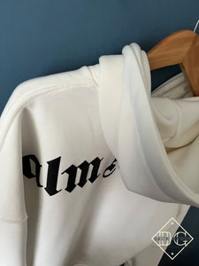 Palm Angels "Logo Print"Hoodie Styled in White for Fall/Winter 2023