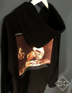 Off White "X'CLUSIVE CARAVAGGIO LOGO" Printed Hoodie styled for Black in Fall&Winter