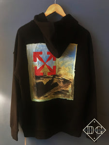Off-White "Arrow Painterly" Printed Hooded Sweatshirt styled in Black