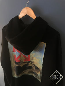 Off-White "Arrow Painterly" Printed Hooded Sweatshirt styled in Black
