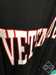 Vetments "Collegiate Logo" Hoodie styled in Black Fall&Winter