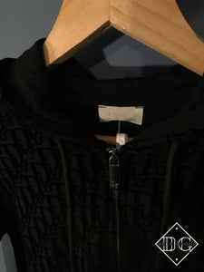 CD 'OBLIQUE DOWN' Print Zip&Up Hooded Sweatshirt in Black
