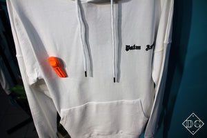 Palm Angels "Alarm Pin" Hoodie styled in White Fall/Winter