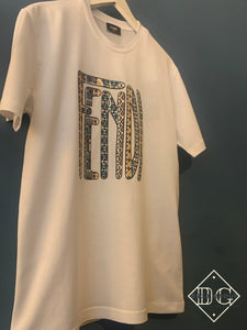 FND "Anrealage Printed" T-Shirt styled in White for Spring&Summer 2022